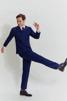 Load image into Gallery viewer, Navy Men&#39;s 3 Piece Pinstripe Single Breasted Tuxedo
