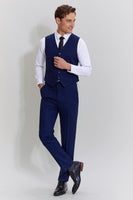 Load image into Gallery viewer, Navy Men&#39;s 3 Piece Pinstripe Single Breasted Tuxedo