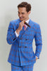 Load image into Gallery viewer, Blue Plaid Men&#39;s 3 Piece Tuxedo Suits