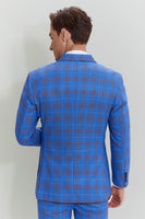 Load image into Gallery viewer, Blue Plaid Men&#39;s 3 Piece Tuxedo Suits
