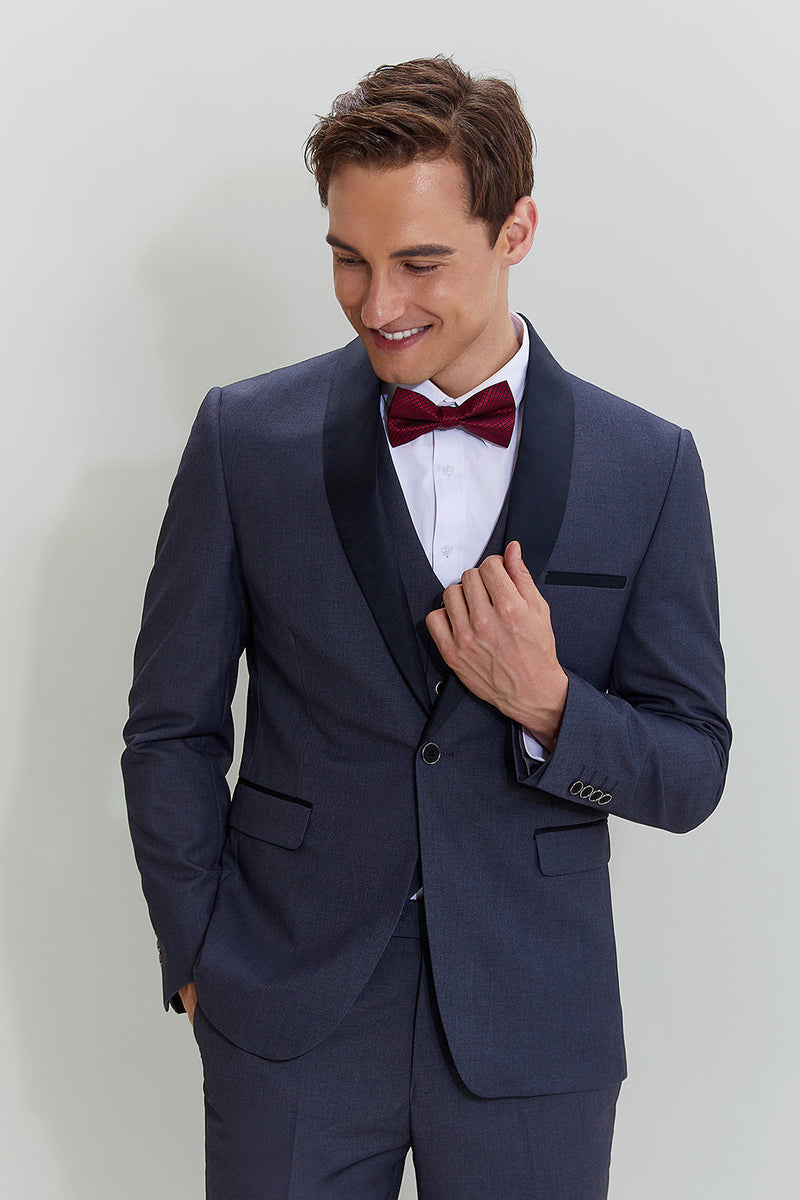 Load image into Gallery viewer, Men&#39;s Grey 3 Piece One Button Tuxedo