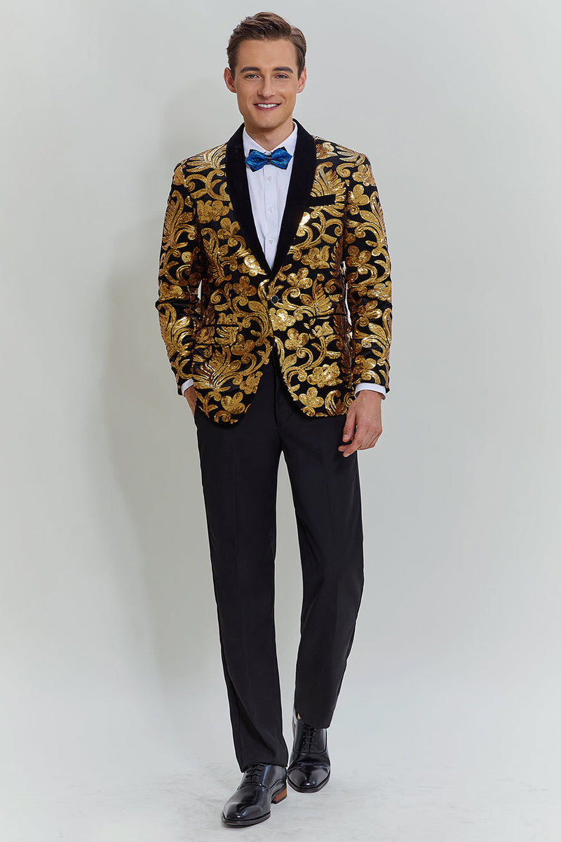 Load image into Gallery viewer, Gold Men&#39;s Blazer Slim Fit Solid One Button Business Suit Jacket