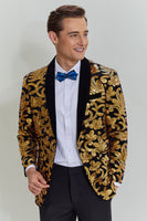 Load image into Gallery viewer, Gold Men&#39;s Blazer Slim Fit Solid One Button Business Suit Jacket
