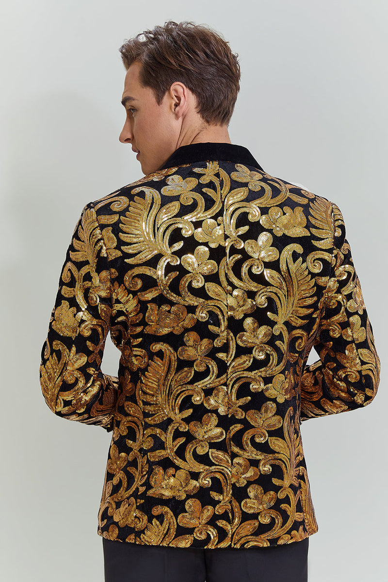 Load image into Gallery viewer, Gold Men&#39;s Blazer Slim Fit Solid One Button Business Suit Jacket