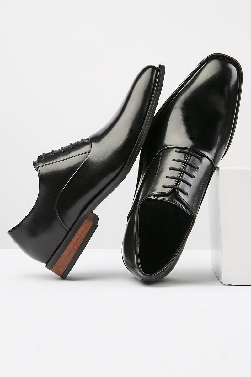 Load image into Gallery viewer, Black Men&#39;s Leather Slip-On Dress Shoes