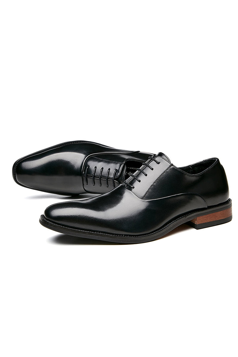 Load image into Gallery viewer, Black Men&#39;s Leather Slip-On Dress Shoes