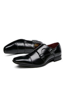 Load image into Gallery viewer, Black Monk Strap Men&#39;s Leather Slip-On Dress Shoes