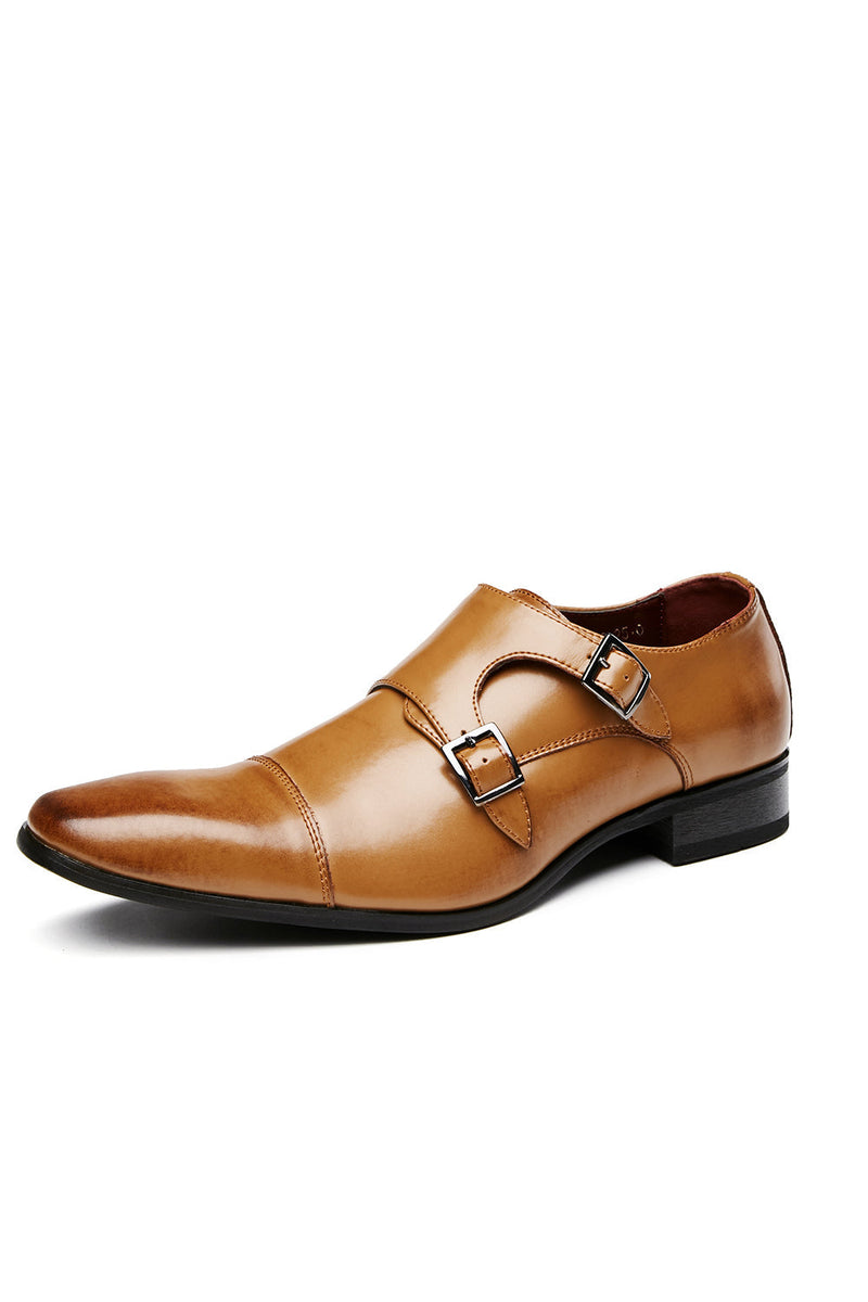 Load image into Gallery viewer, Black Monk Strap Men&#39;s Leather Slip-On Dress Shoes