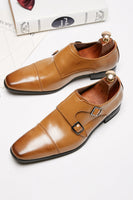 Load image into Gallery viewer, Black Monk Strap Men&#39;s Leather Slip-On Dress Shoes