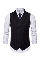 Load image into Gallery viewer, Black Shawl Lapel Men&#39;s Suit Vest Double Breasted Prom Jacket