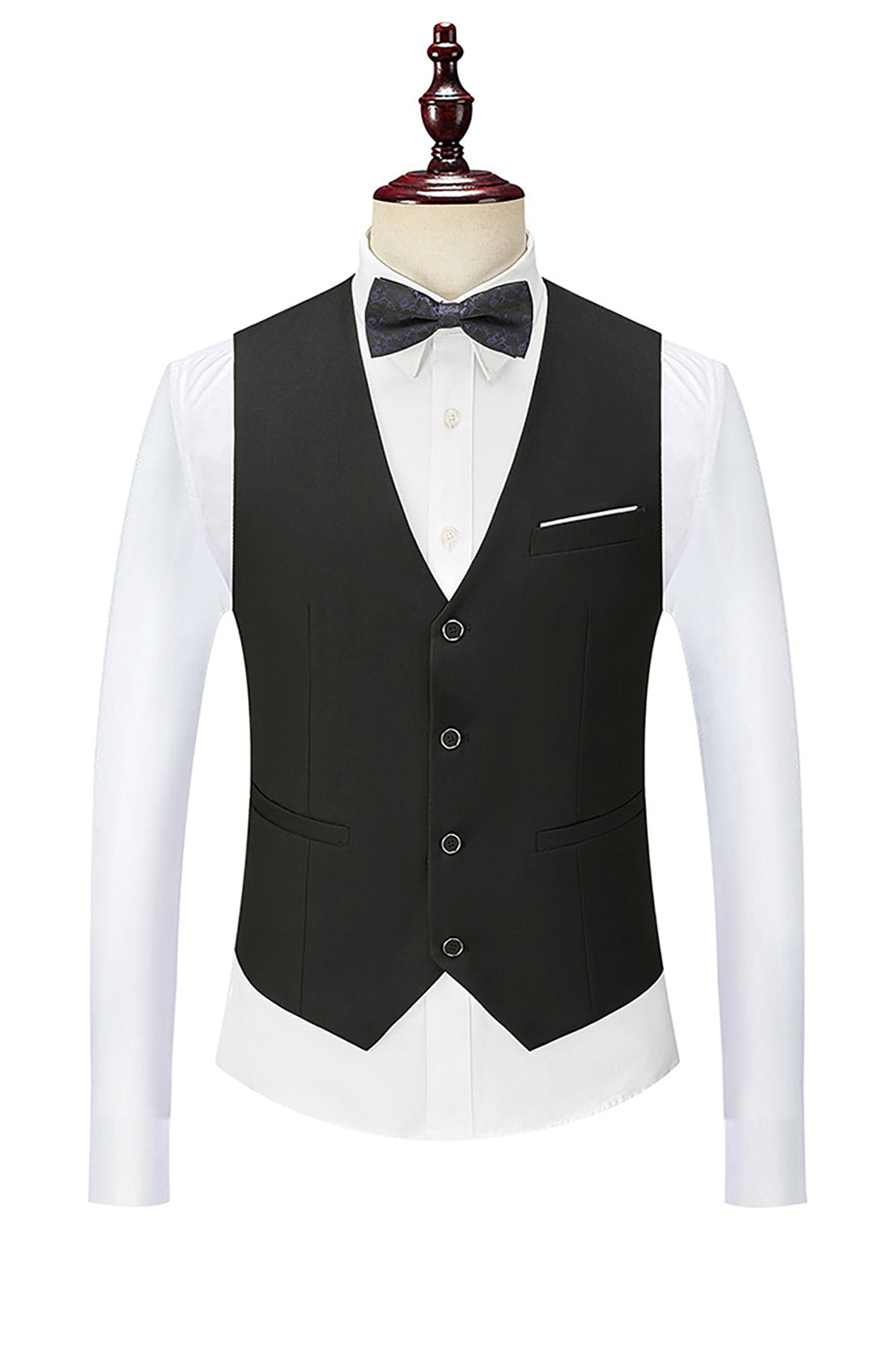Black Single Breasted Shawl Lapel Men's Suit Vest