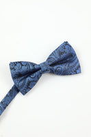 Load image into Gallery viewer, Blue Jacquard Men&#39;s 5-Piece Accessory Set Tie and Bow Tie Pocket Square Flower Lapel Pin Tie Clip