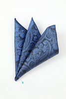 Load image into Gallery viewer, Blue Jacquard Men&#39;s 5-Piece Accessory Set Tie and Bow Tie Pocket Square Flower Lapel Pin Tie Clip