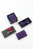 Load image into Gallery viewer, Purple Jacquard Men&#39;s 5-Piece Accessory Set Tie and Bow Tie Pocket Square Flower Lapel Pin Tie Clip