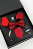 Load image into Gallery viewer, Red Men&#39;s Accessory Set Tie and Bow Tie Two Pocket Square Lapel Pin Tie Clip Cufflinks