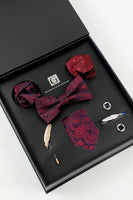 Load image into Gallery viewer, Men&#39;s Accessory Set Jacquard Tie and Bow Tie Two Pocket Square Lapel Pin Tie Clip Cufflinks
