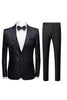 Load image into Gallery viewer, Black Jacquard Shawl Lapel Men&#39;s 2 Pieces Suits