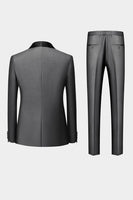 Load image into Gallery viewer, Grey Shawl Lapel Men&#39;s 3 Pieces Suits