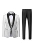 Load image into Gallery viewer, Black Shawl Lapel Jacquard 3 Pieces Men&#39;s Suits