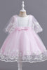 Load image into Gallery viewer, Tulle Light Blue Flower Girl Dress with Appliques