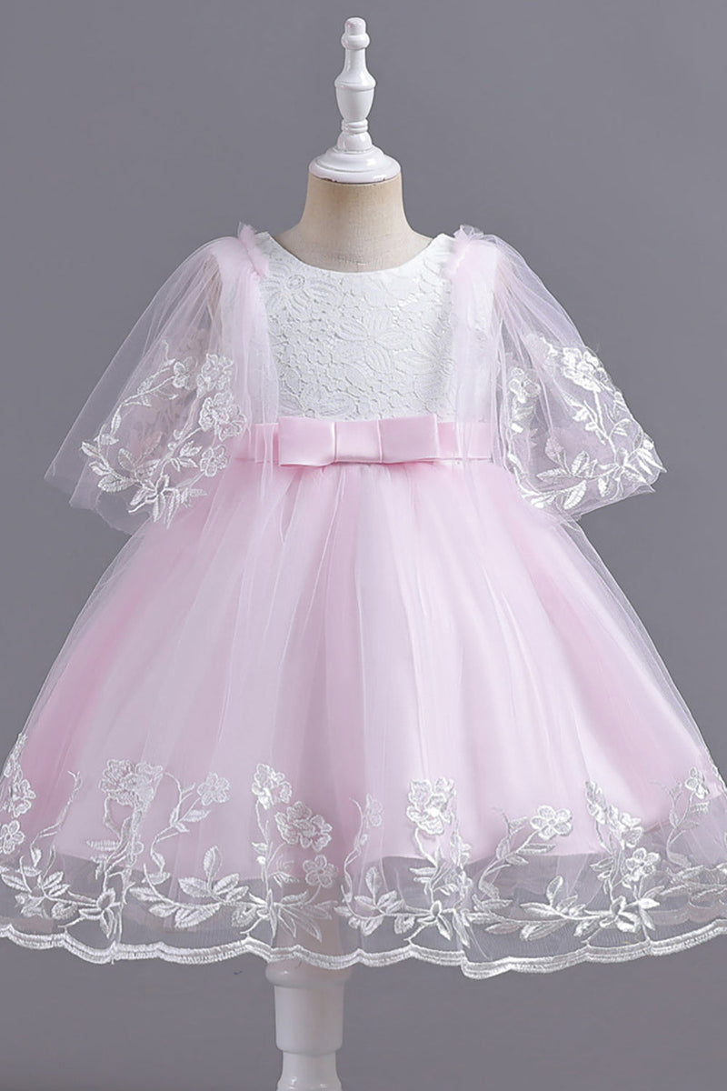 Load image into Gallery viewer, Tulle Light Blue Flower Girl Dress with Appliques