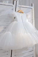 Load image into Gallery viewer, Tulle Cap Sleeves Fuchsia Flower Girl Dress