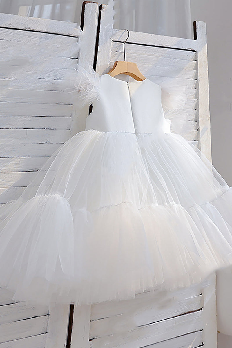 Load image into Gallery viewer, Tulle Cap Sleeves Fuchsia Flower Girl Dress
