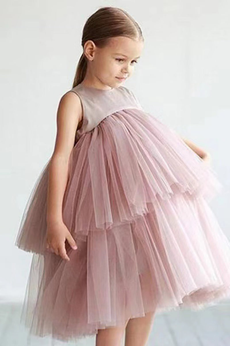 Load image into Gallery viewer, Tiered Boat Neck Black Flower Girl Dress