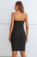 Load image into Gallery viewer, Black Sweetheart Bodycon Semi Prom Dress with Bowknot