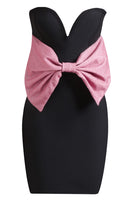 Load image into Gallery viewer, Black Sweetheart Bodycon Semi Prom Dress with Bowknot