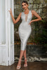 Load image into Gallery viewer, Royal Blue Illusion V-Neck Semi Prom Dress