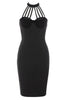 Load image into Gallery viewer, Black Bodycon Halter Semi Prom Dress