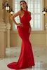 Load image into Gallery viewer, Red Mermaid Halter Open Back Long Prom Dress With Ruffles