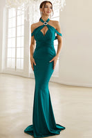 Load image into Gallery viewer, Pine Halter Mermaid Cut Out Long Prom Dress