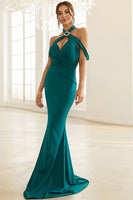 Load image into Gallery viewer, Pine Halter Mermaid Cut Out Long Prom Dress