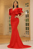 Load image into Gallery viewer, Red V-Neck Mermaid Flutter Sleeves Long Prom Dress