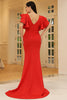 Load image into Gallery viewer, Red V-Neck Mermaid Flutter Sleeves Long Prom Dress