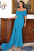 Load image into Gallery viewer, Red Off the Shoulder Sheath Prom Dress With Train