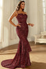 Load image into Gallery viewer, Burgundy Sparkly Sequins Mermaid Prom Dress