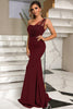 Load image into Gallery viewer, One Shoulder Mermaid Green Prom Dress