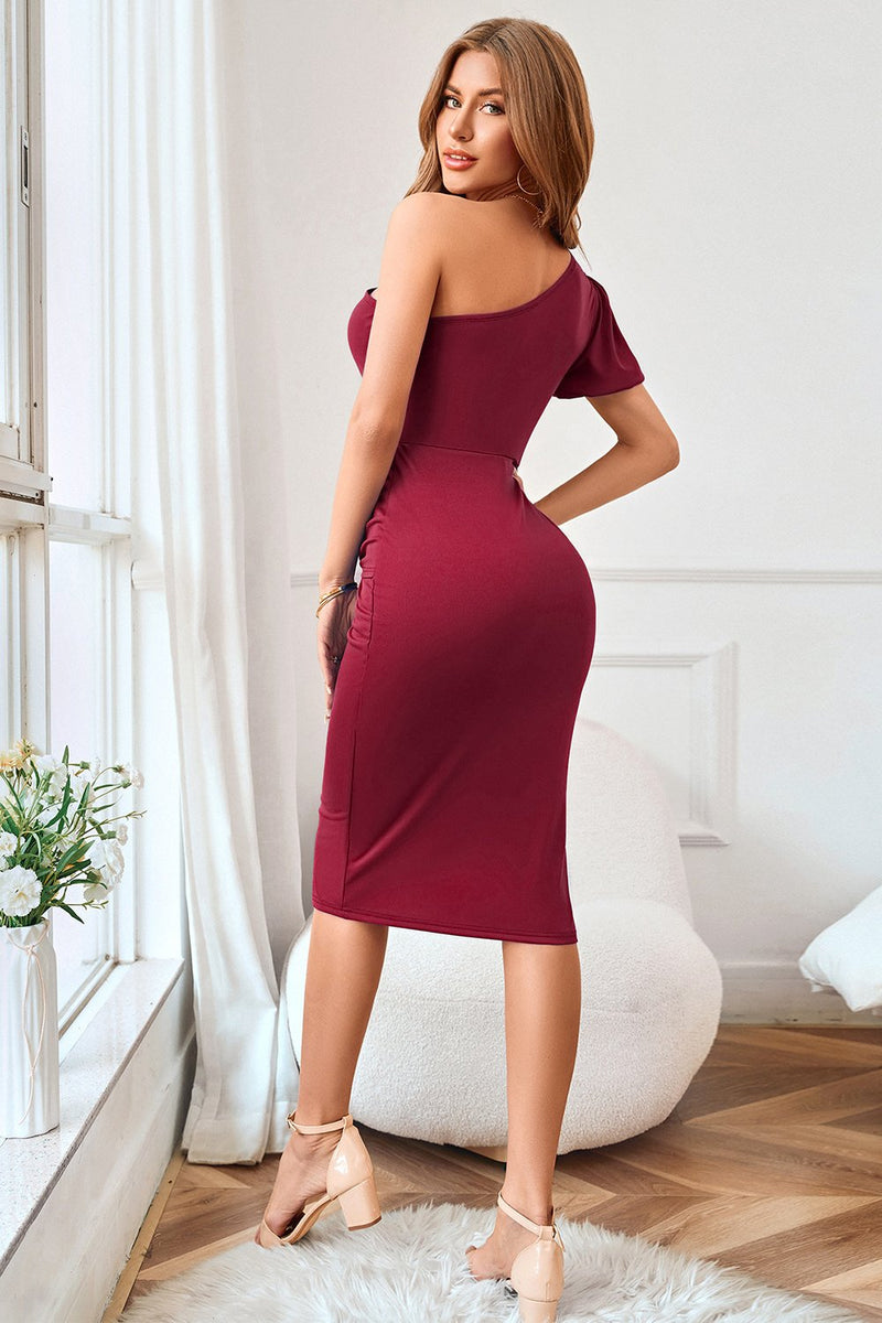 Load image into Gallery viewer, Royal Blue One Shoulder Bodycon Cocktail Dress