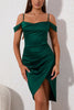 Load image into Gallery viewer, Off the Shoulder Green Cocktail Dress with Slit