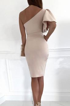 Bodycon One Shoulder Cocktail Dress with Pleated
