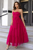 Load image into Gallery viewer, Tulle Sweetheart Hot Pink Formal Dress with Bow
