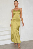 Load image into Gallery viewer, Spaghetti Straps Light Yellow Prom Dress