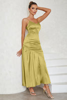 Load image into Gallery viewer, Spaghetti Straps Light Yellow Prom Dress