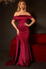 Load image into Gallery viewer, Mermaid Off The Shoulder Burgundy Prom Dress with Ruffles