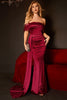 Load image into Gallery viewer, Mermaid Off The Shoulder Burgundy Prom Dress with Ruffles