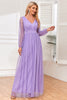 Load image into Gallery viewer, A-Line Long Sleeves Lilac Formal Dress with Slit