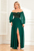 Load image into Gallery viewer, Sparkly Sweetheart Long Sleeves Pine Formal Dress with Sequins